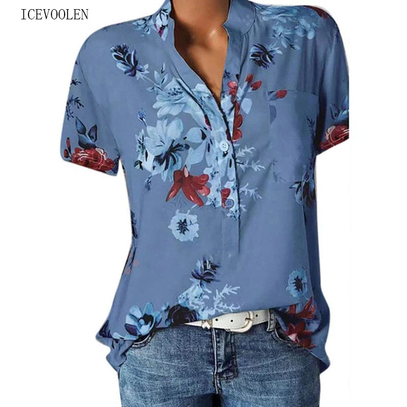 size casual shirt fashion V-neck short-sleeved shirt blouse