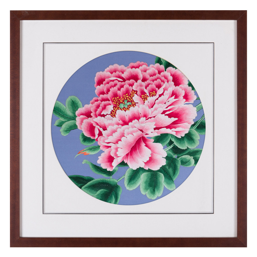 纯手工真丝 精品苏绣挂画《小牡丹一》刺绣