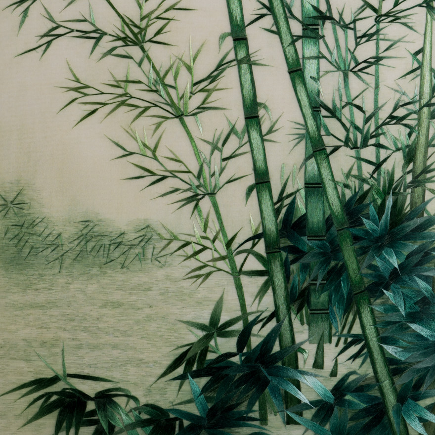 纯手工真丝 精品苏绣挂画《青竹一》刺绣