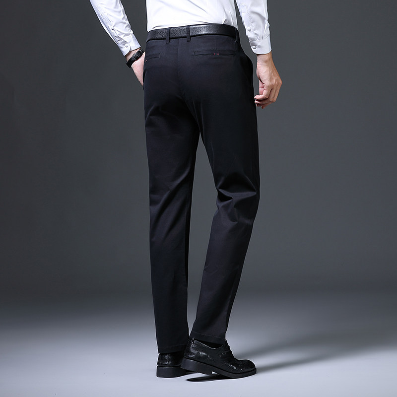 春秋双褶西裤高腰西装裤男屁股大裤腿短腿弯胖人xz30783306p80