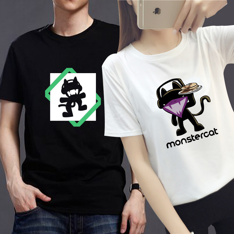 七亨dj周边 monstercat t恤 男女 青少年 怪猫厂 短袖 潮电音衣服