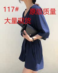 6周年FFAN泛泛 气质V领 阔腿连体裤女夏2018新款显瘦连衣裤