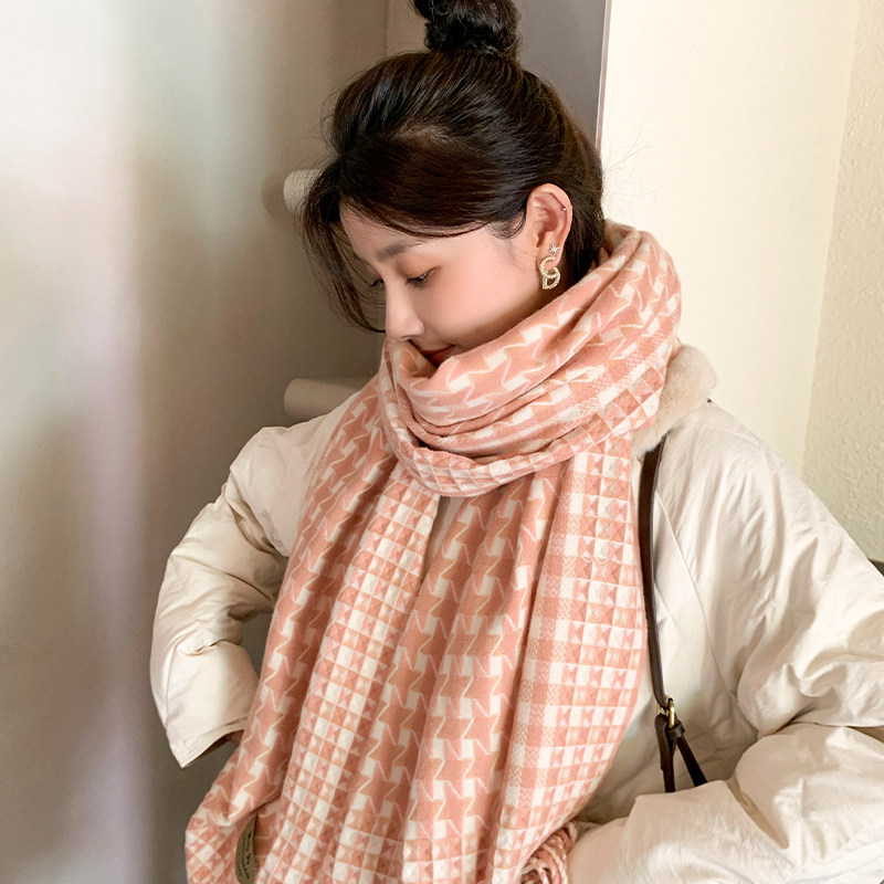 格子围巾女士秋冬季格纹韩版时尚潮日系百搭森系长款保暖两用披肩