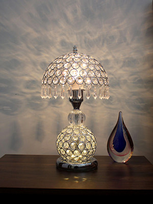 欧式水晶卧室床头台灯现代轻奢华现简约黄色灯暖光婚庆床头柜灯j