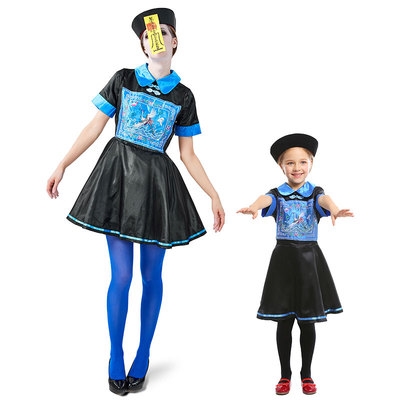 新款万圣节服装儿童舞台派对表演成人清a朝僵尸服中式传统丧尸服