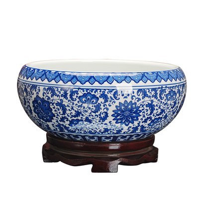 陶瓷青花锦鲤鱼缸图片