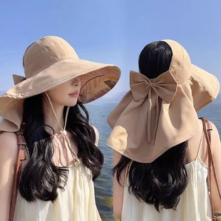 防晒帽女夏季大檐户外披肩渔夫帽护颈遮阳帽防紫外线骑行太阳帽
