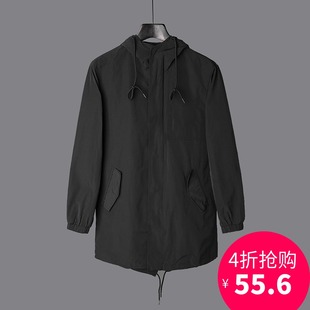 outlets品牌折扣店 wmn春装新品高端男装 简洁随性款连帽风衣外套