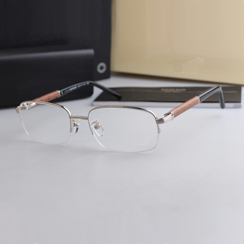 近视眼镜框半框钛合金款木腿男女款商务休闲光学眼镜架配成品447