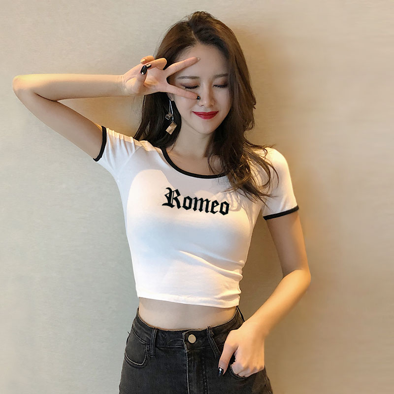 漏肚脐上衣女性感