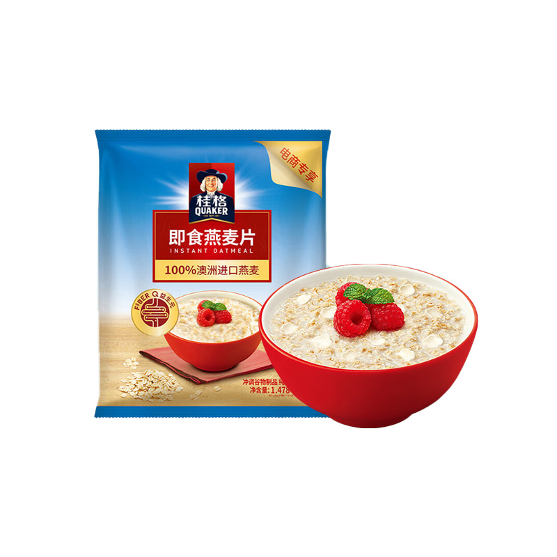 桂格即食燕麦片1478g*1袋装早餐冲饮营养谷物代餐原味麦片