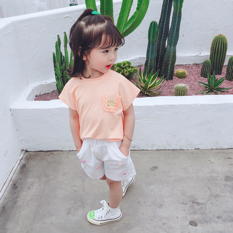女童网红套装夏季韩系2岁女宝宝短袖夏装小童两件套时尚童装洋气