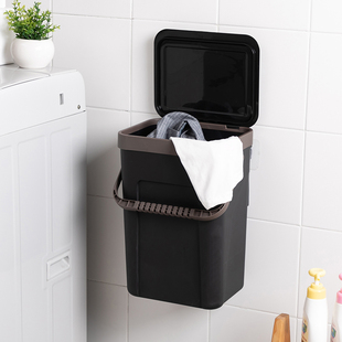 浴室脏衣服收纳筐塑料放衣物的篮子篓卫生间防水带盖收纳箱壁挂式
