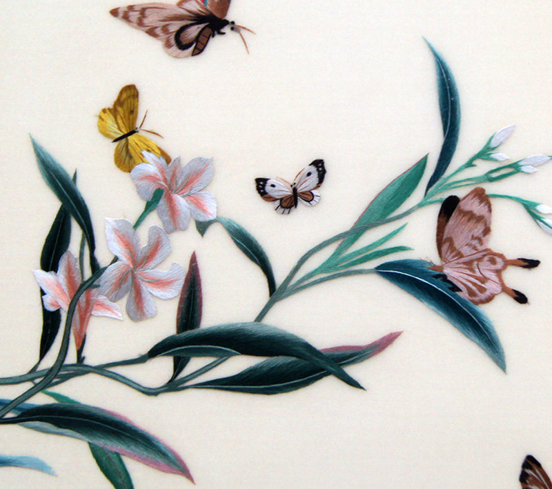 苏绣单面绣 《兰花蝴蝶》刺绣