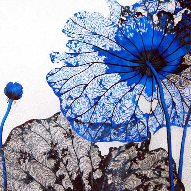 苏绣单面绣 《荷叶》刺绣