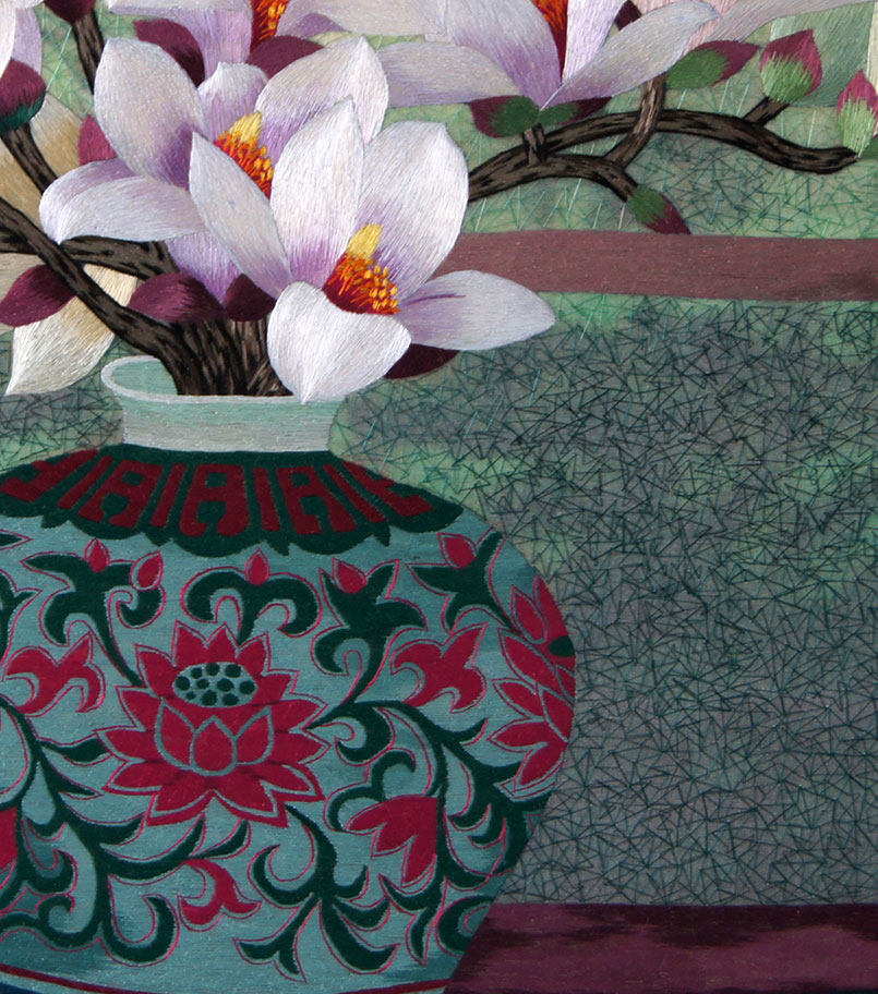 苏绣单面绣 《玉兰花》刺绣