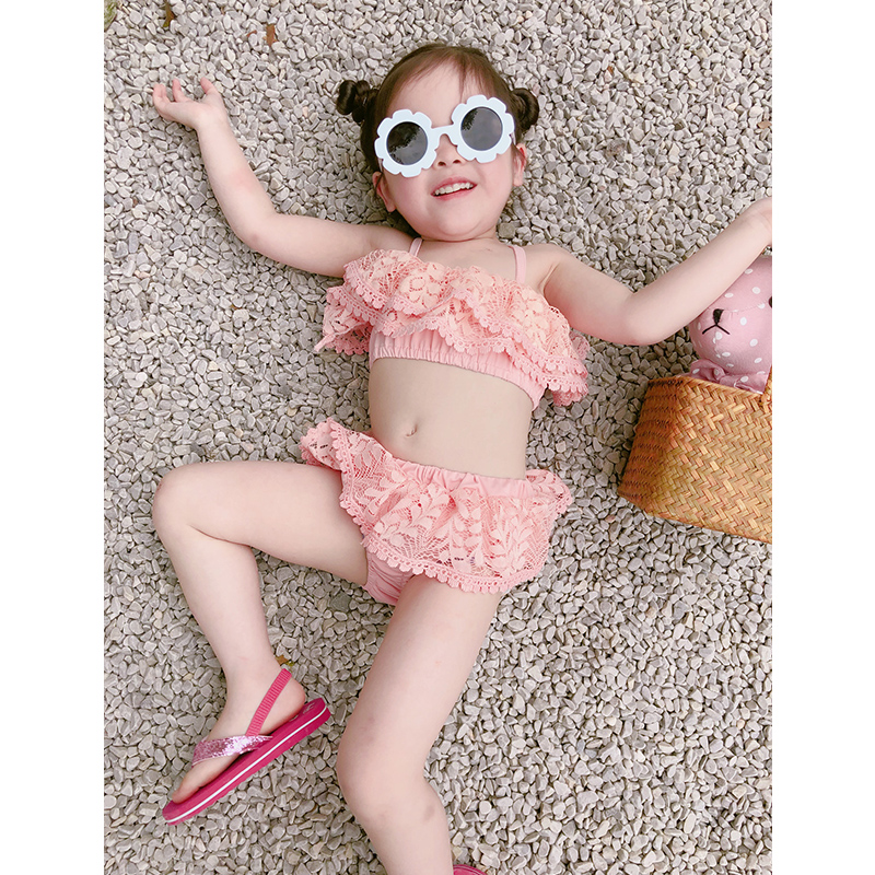 女童比基尼泳衣夏小童宝宝小孩韩国3可爱女孩2岁公主儿童蕾丝泳装