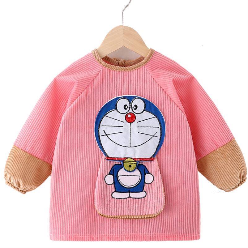哆啦a梦男女童罩衣洋气冬季外穿宝宝可爱卡通外套防脏反穿衣围裙