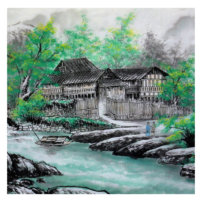 吴增《山水人家 》国际美术联合会会员