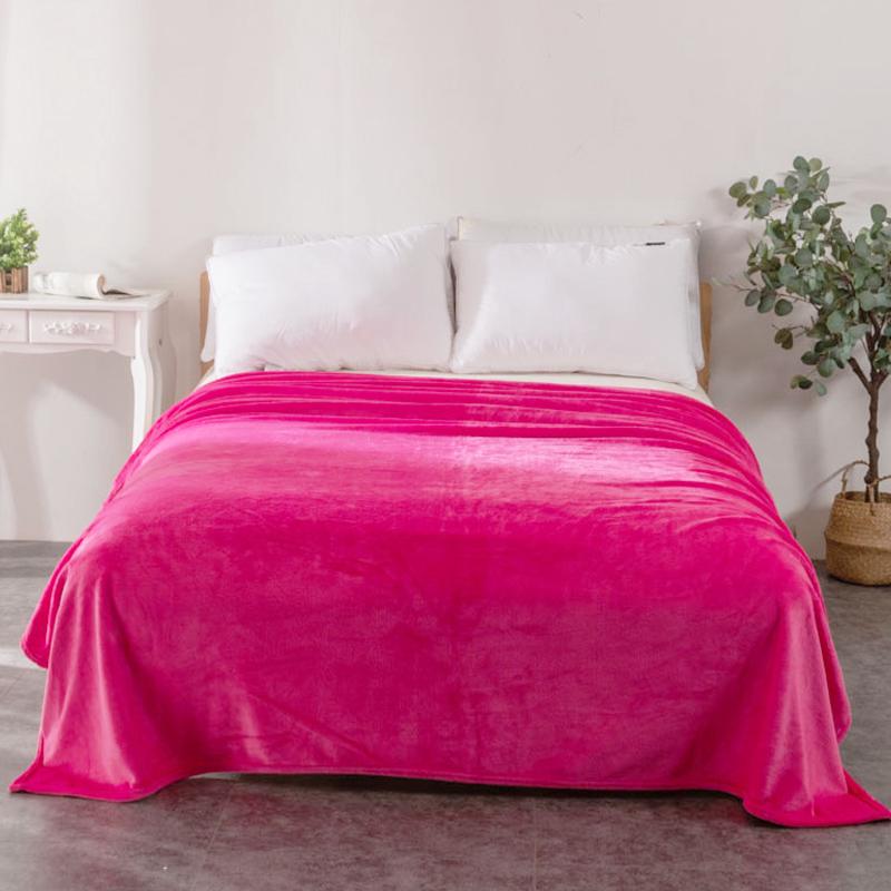 莫然家纺加密法兰绒毛毯纯色空调毯单双人盖毯珊瑚绒保暖床单毯子