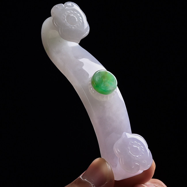 【源头好货-四会】 翡翠a货冰润如意手把件40.84克