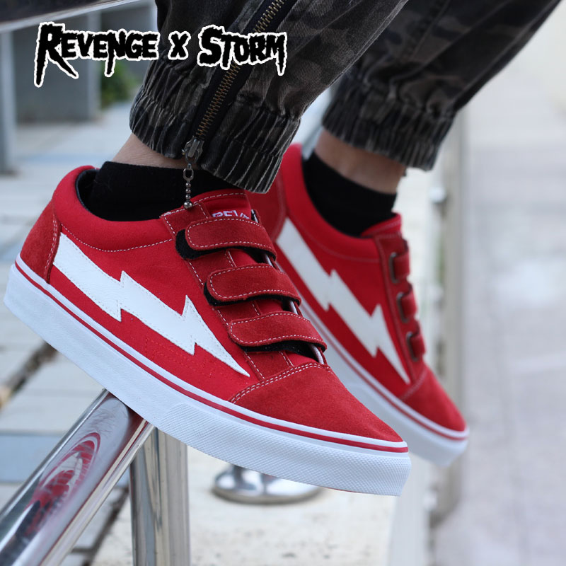 复仇风暴revenge x storm闪电鞋正品红色限量魔术贴男女款滑板鞋