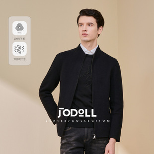 JODOLL乔顿外套男春季100%纯羊毛短款大衣商务休闲立领夹克外套男