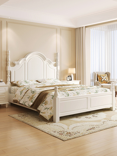 全实木床主卧美式床白色1.8米高端大气法式双人床1.5m公主2米大床