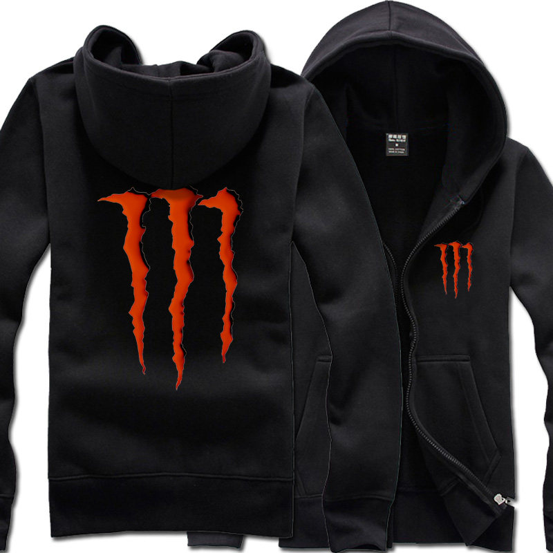 春秋创意衣服休闲拉链服装衣服潮牌红色魔爪恶魔血爪印个性卫衣男
