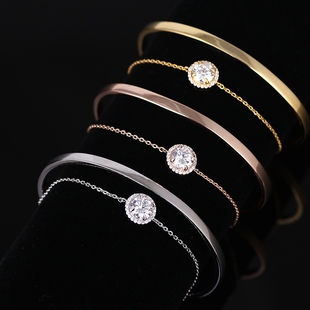 henribendel曼哈顿圆形超闪锆石链条双层开口手环手镯女hb