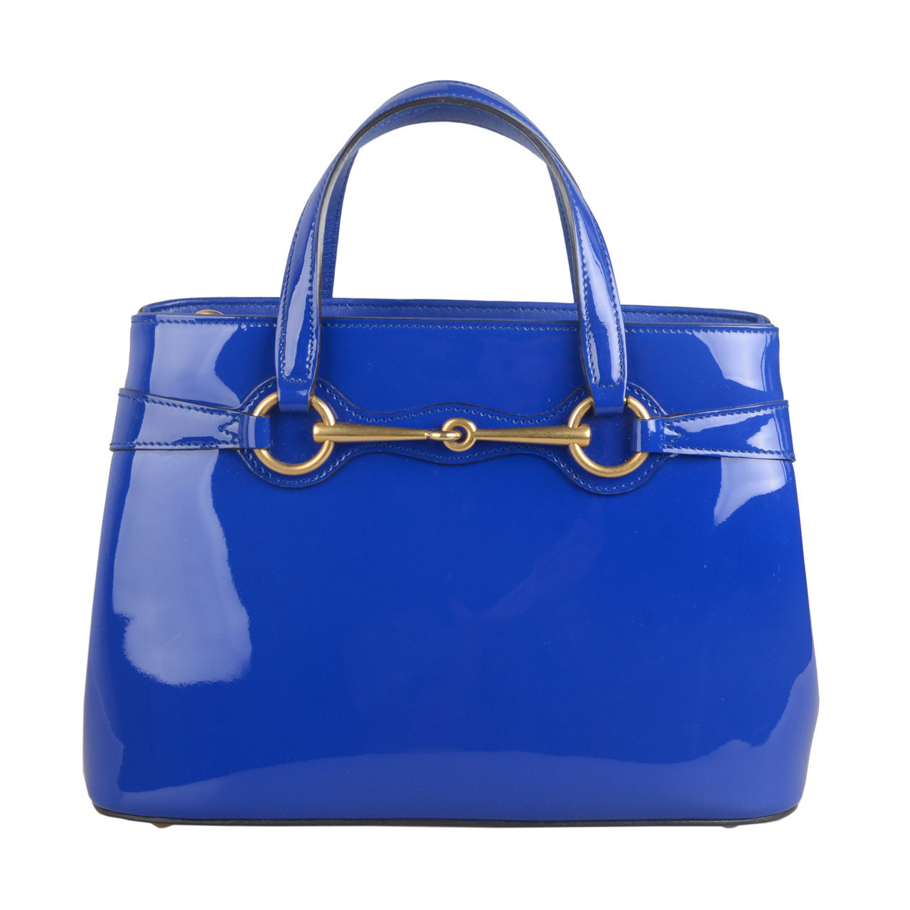 [9.5新]古驰gucci女士漆皮宝蓝色单肩手提包