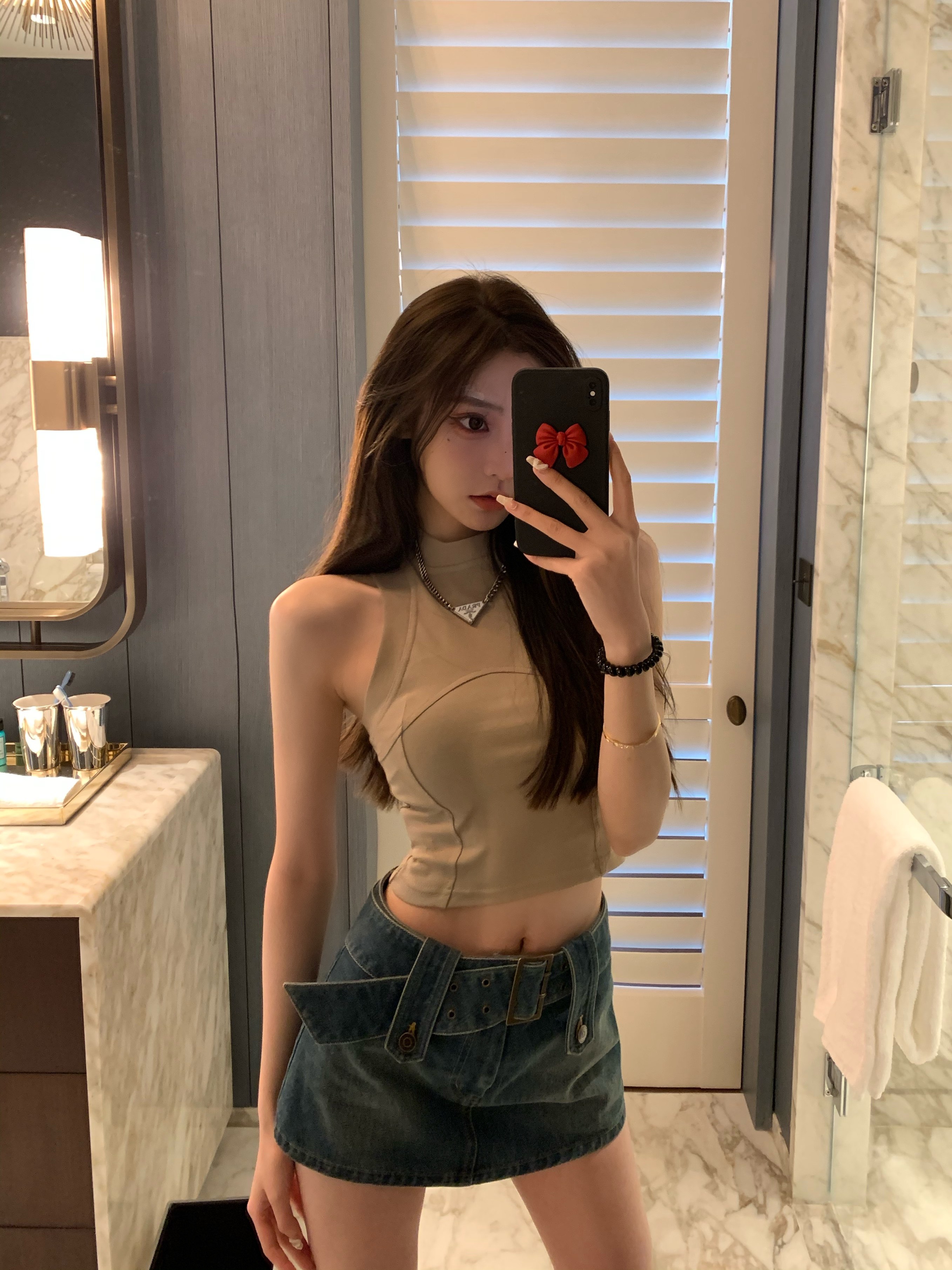 复古风牛仔短裙女夏季辣妹性感高腰大码胖mm显瘦a字包臀半身裙裤