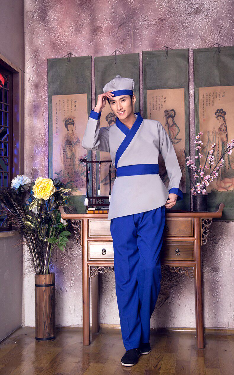 成人古装汉服男女店小二酒店服务员衣服古代农民武大郎表演出服装