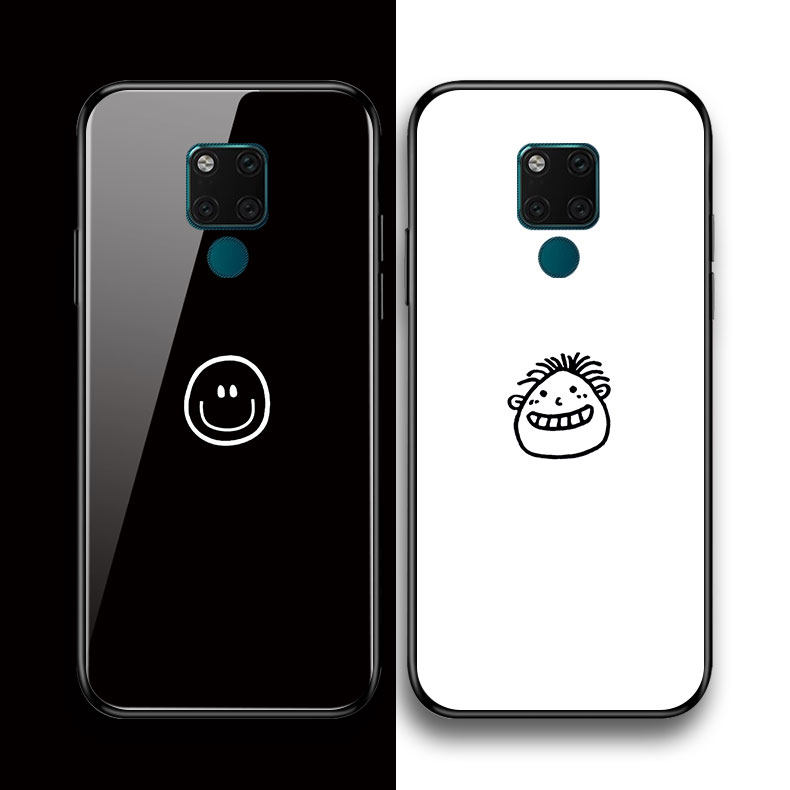 简约笑脸可爱卡通表情华为mate30 pro 20x5g畅享10plus手机壳玻璃