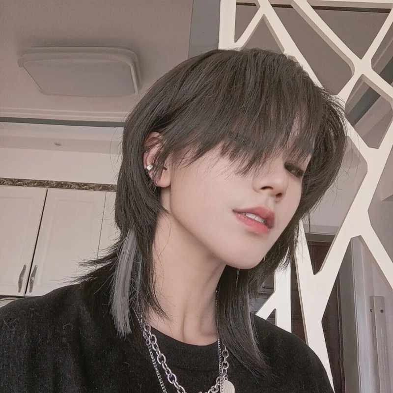 狼尾假发男长发鲻鱼头全套头式假头发套整头女日系网红帅气短发酷
