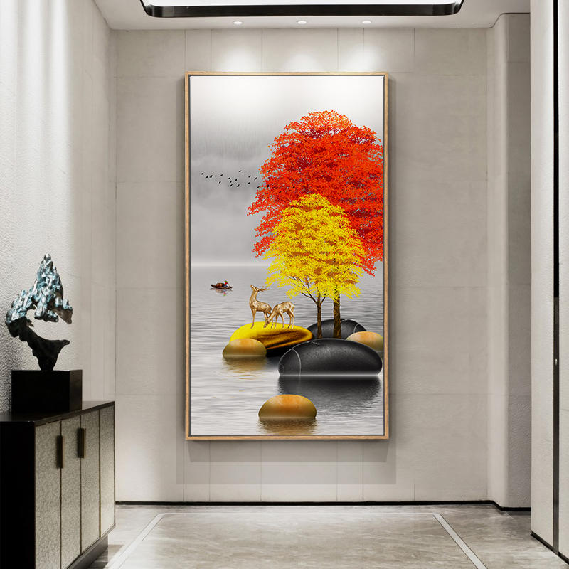 入户门正对墙挂画玄关画现代轻奢高档高端门口装饰画轻奢风正对的