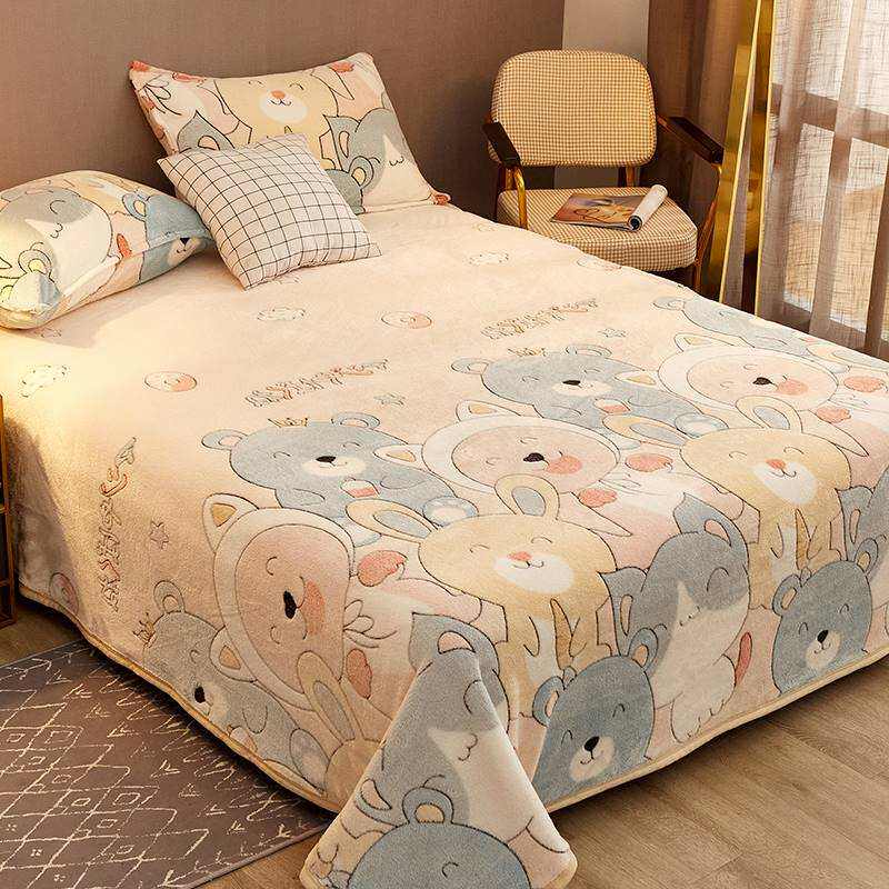 冬季毛毛绒绒床单冬天加厚保暖防滑珊瑚绒床单子学生宿舍单人男女