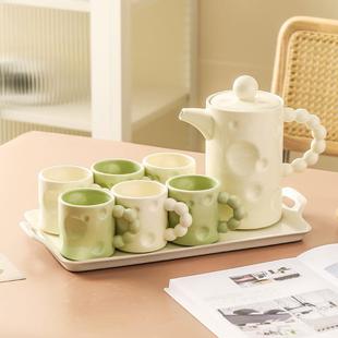 2024新款奶油风陶瓷水杯家用套装客厅茶具杯子茶杯高级感乔迁礼盒