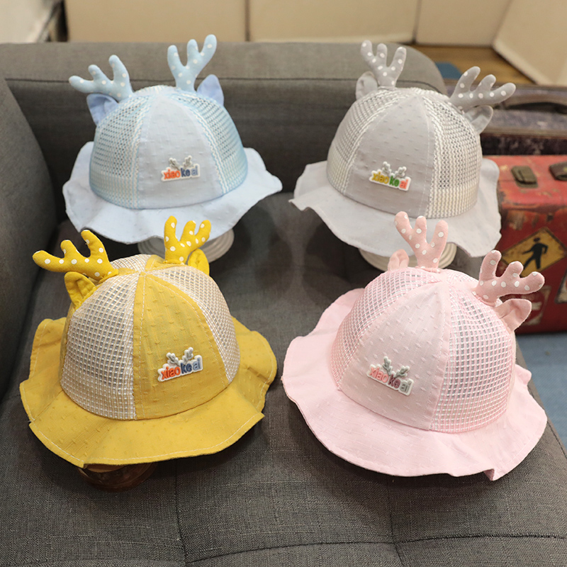 婴儿遮阳帽夏季薄款儿童帽子女宝宝防晒帽可爱公主网帽渔夫帽凉帽