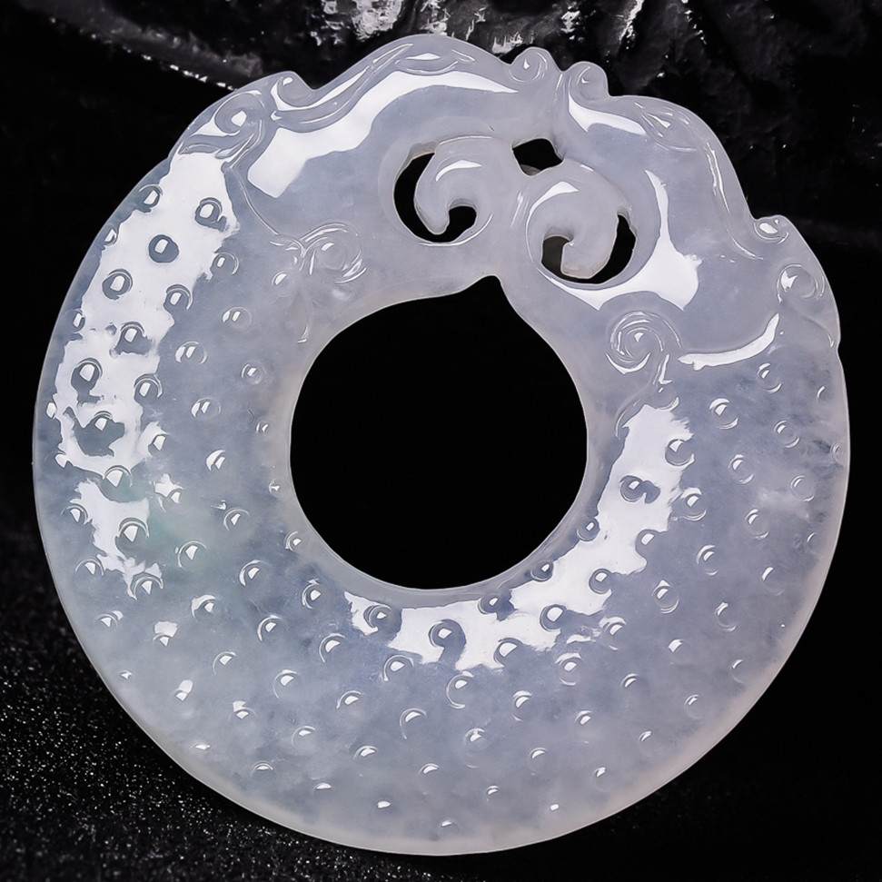 【源头好货-四会】天然缅甸翡翠a货冰润双龙护主挂件 23.74克