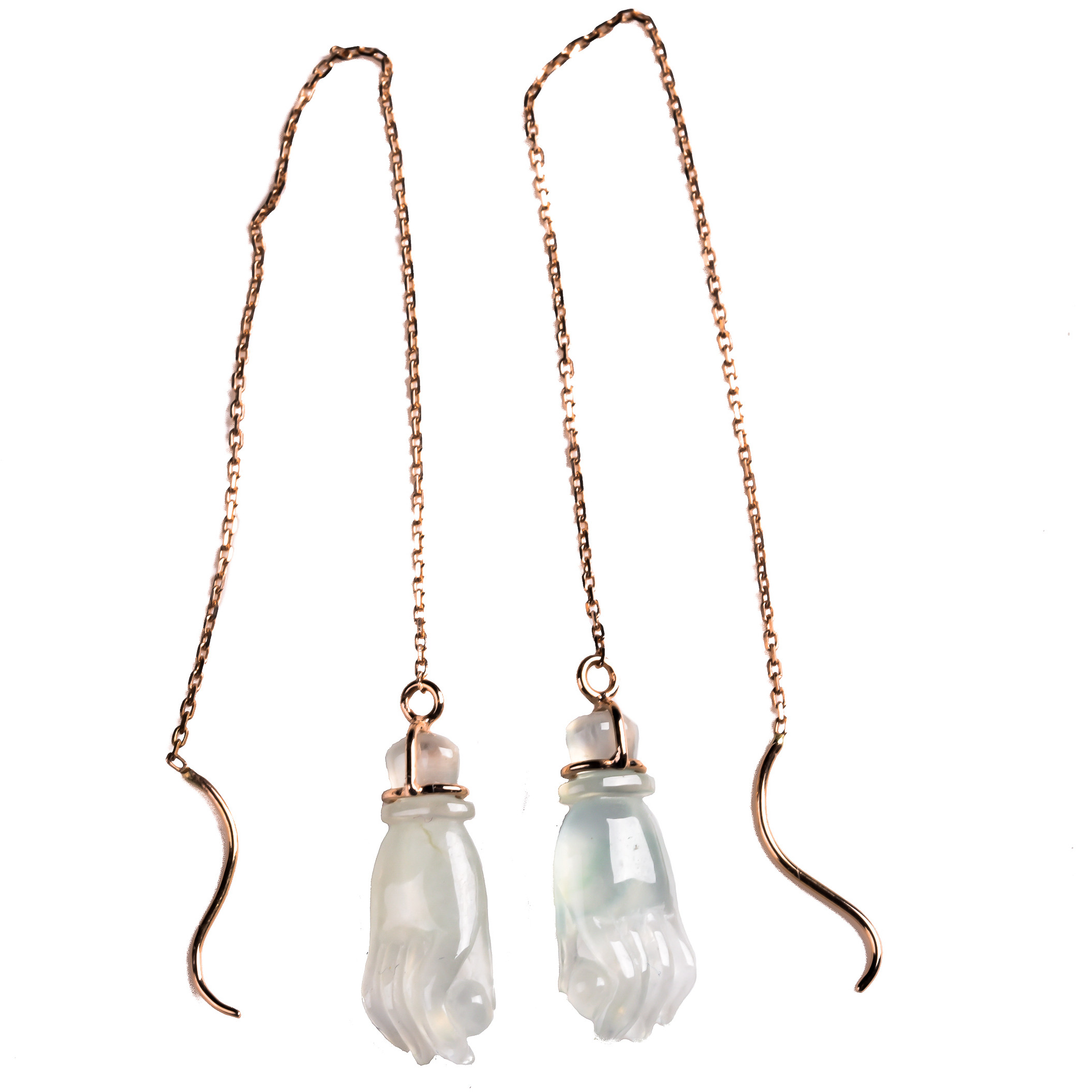 【源头好货-四会】18k金镶嵌翡翠冰种掌上明珠耳线一对1.85g