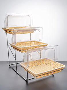 甜品台展示架三层面包蛋糕点心篮筐带盖仿藤编托盘水果筐多层创意