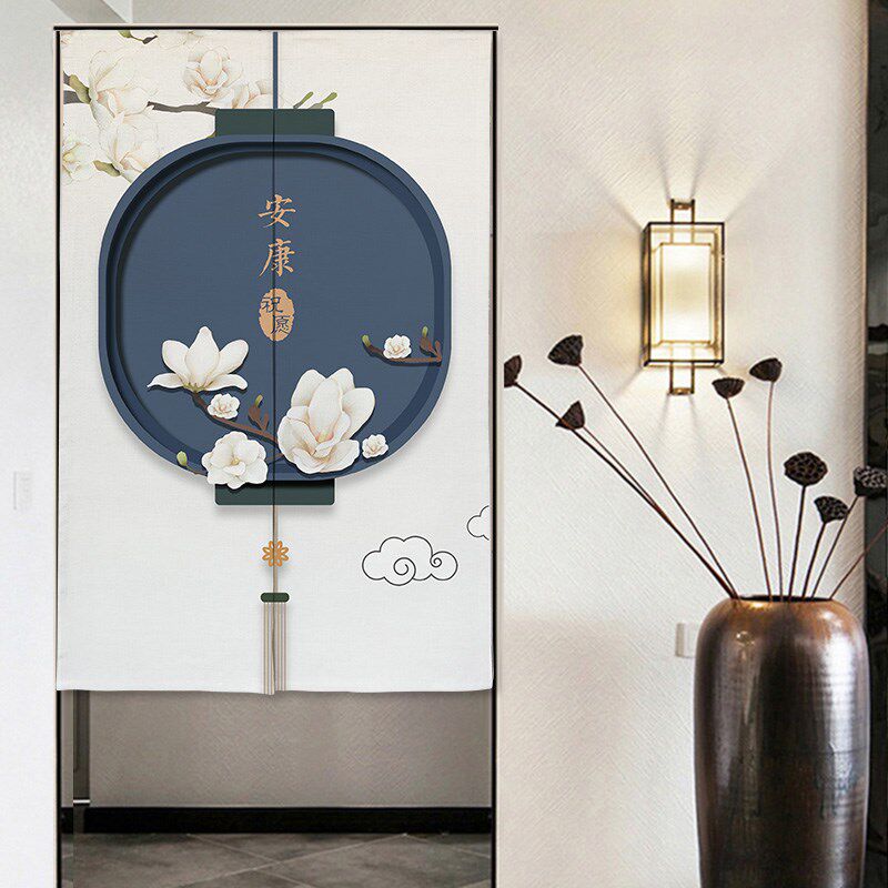 中式门帘隔断帘冬季保暖防风家用帘子厨房遮挡免打孔玄关厕所布帘