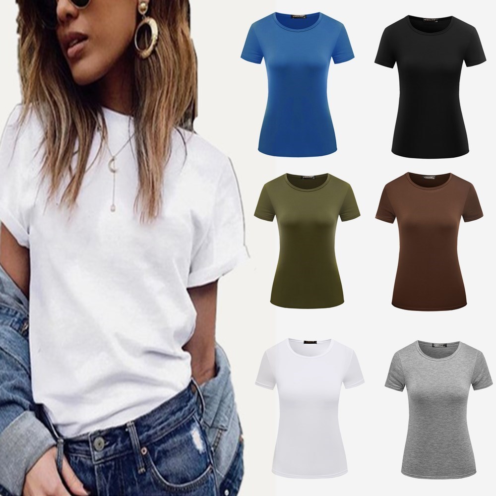 Fashion pure color T-shirt with short sleeves|msdalam kategori Butik wanita / wanita, baju-T - dari Buy2taobao.com untuk memberikan perkhidmatan ejen Taobao profesional membeli