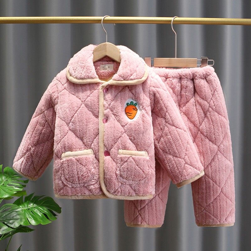 3岁女童珊瑚绒法兰绒加绒套装家居服8岁4岁儿童睡衣5岁11岁10岁
