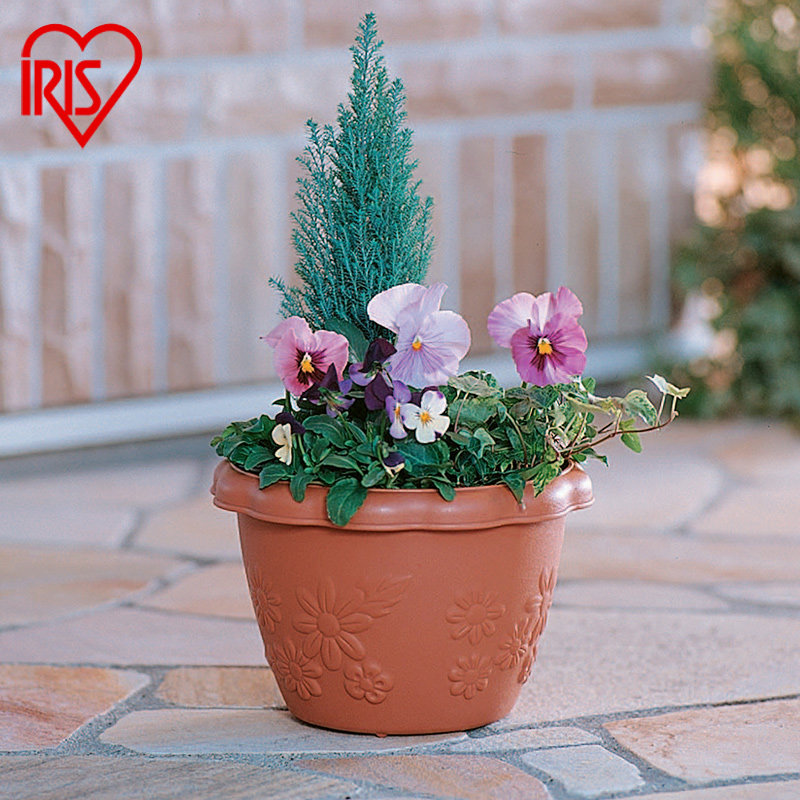 爱丽思花盆树脂复古浮雕波纹圆形多肉塑料阳台种植爱丽丝花盆