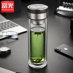 富光玻璃杯高档便携单层泡茶杯男大容量双层加厚透明耐高温水杯子