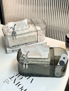 多功能纸巾盒桌面透明纸抽盒轻奢客厅茶几抽纸盒高级卫生纸收纳盒