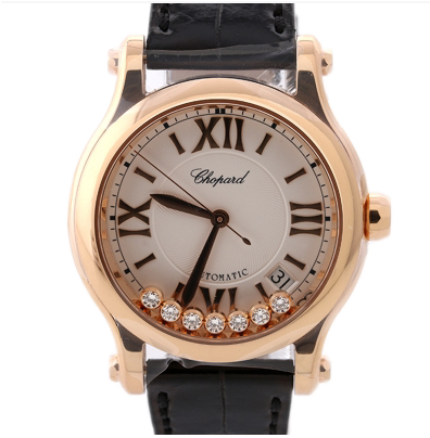 [99新]萧邦18k玫瑰金 happy diamonds系列 自动机械女表 s157