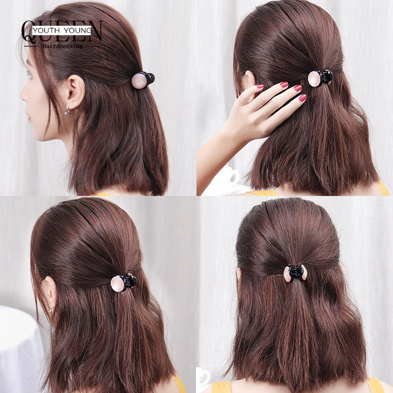 半丸子头珍珠发夹女中抓夹子韩国后脑勺发卡森系仙女顶夹头饰超仙